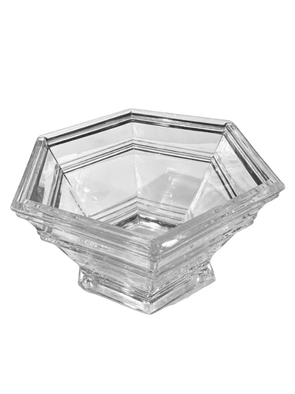 TIFFANYy & CO. Vintage Windham Hexagon Clear Crystal Bowl 7.5”
